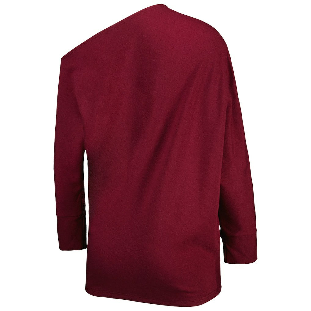 Washington Commanders KIYA TOMLIN Women's Twisted Tri-Blend Asymmetrical 3/4-Dolman Sleeve Sweatshirt Burgundy | NFL