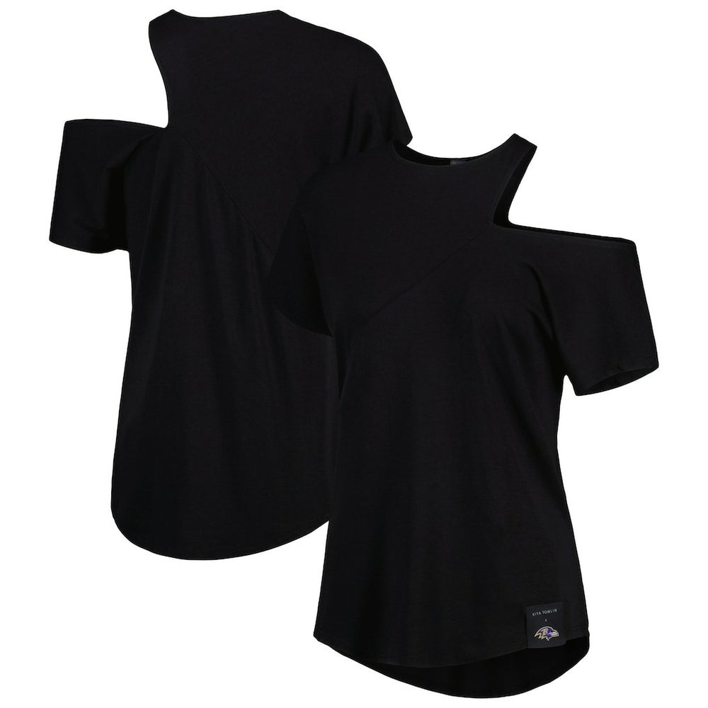 Baltimore Ravens KIYA TOMLIN Women's Cut Out Tri-Blend Shirt Black | NFL