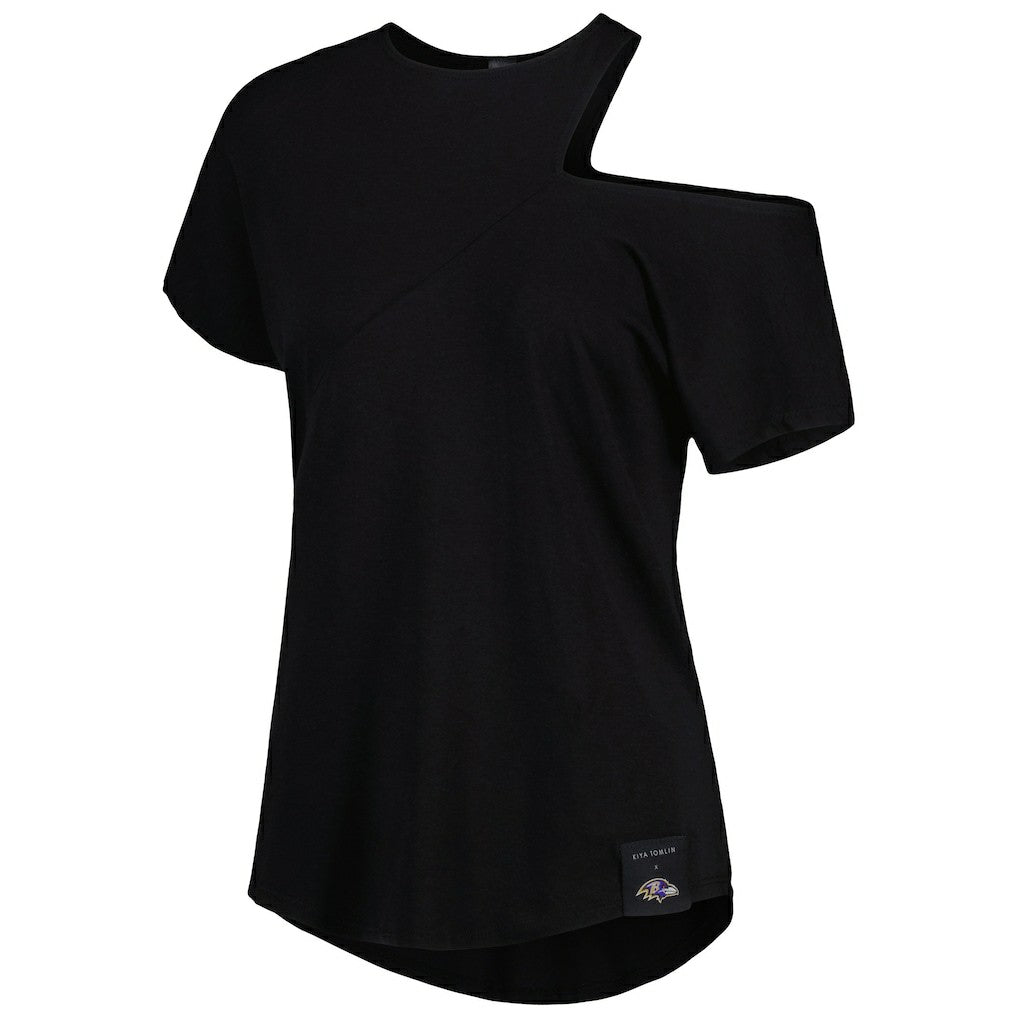 Baltimore Ravens KIYA TOMLIN Women's Cut Out Tri-Blend Shirt Black | NFL