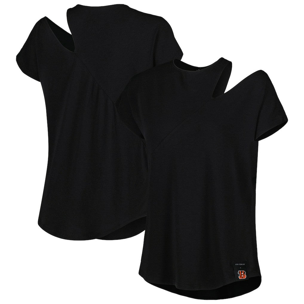 Cincinnati Bengals KIYA TOMLIN Women's Cut Out Tri-Blend Shirt Black | NFL