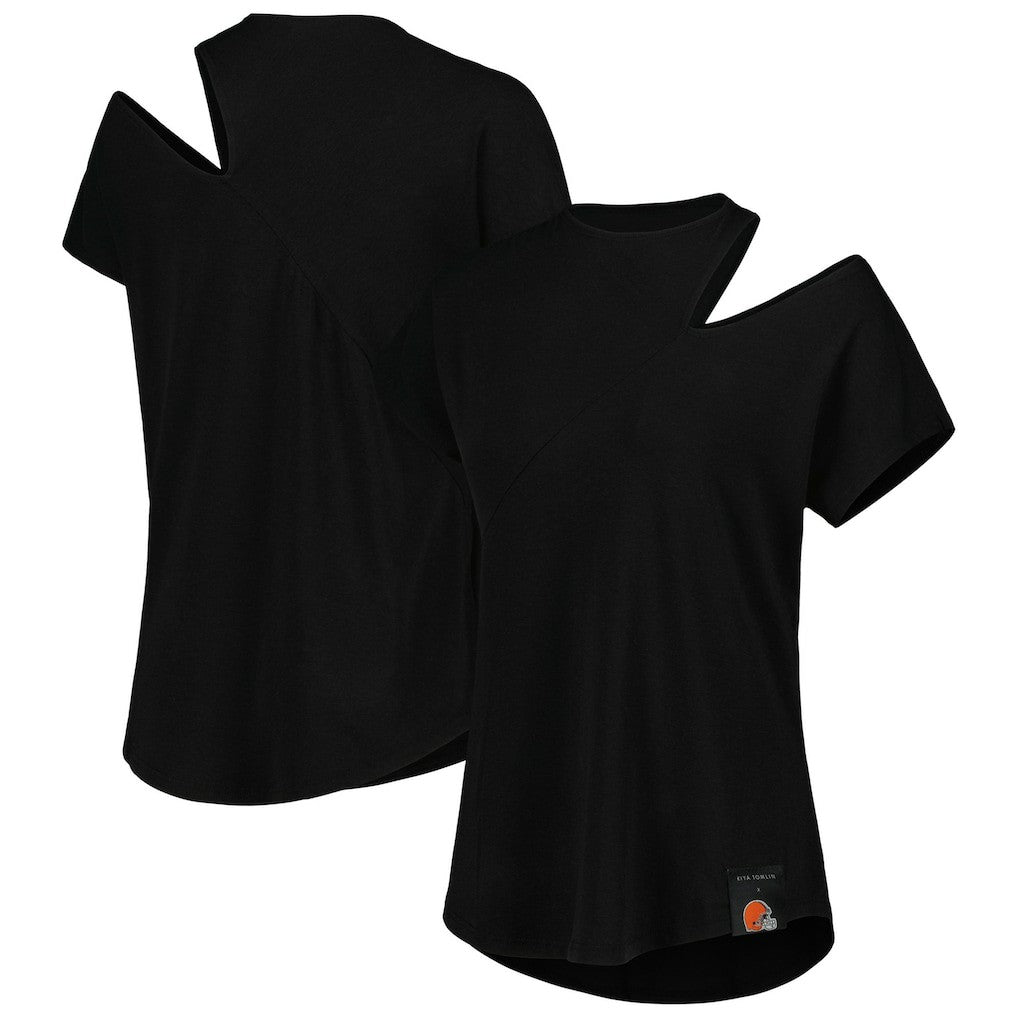 Cleveland Browns KIYA TOMLIN Women's Cut Out Tri-Blend Shirt Black | NFL