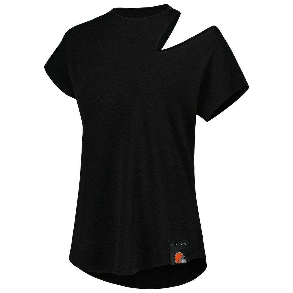 Cleveland Browns KIYA TOMLIN Women's Cut Out Tri-Blend Shirt Black | NFL