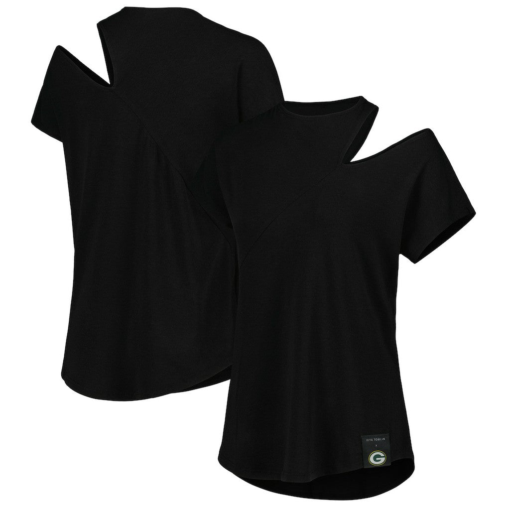 Green Bay Packers KIYA TOMLIN Women's Cut Out Tri-Blend Shirt Black | NFL