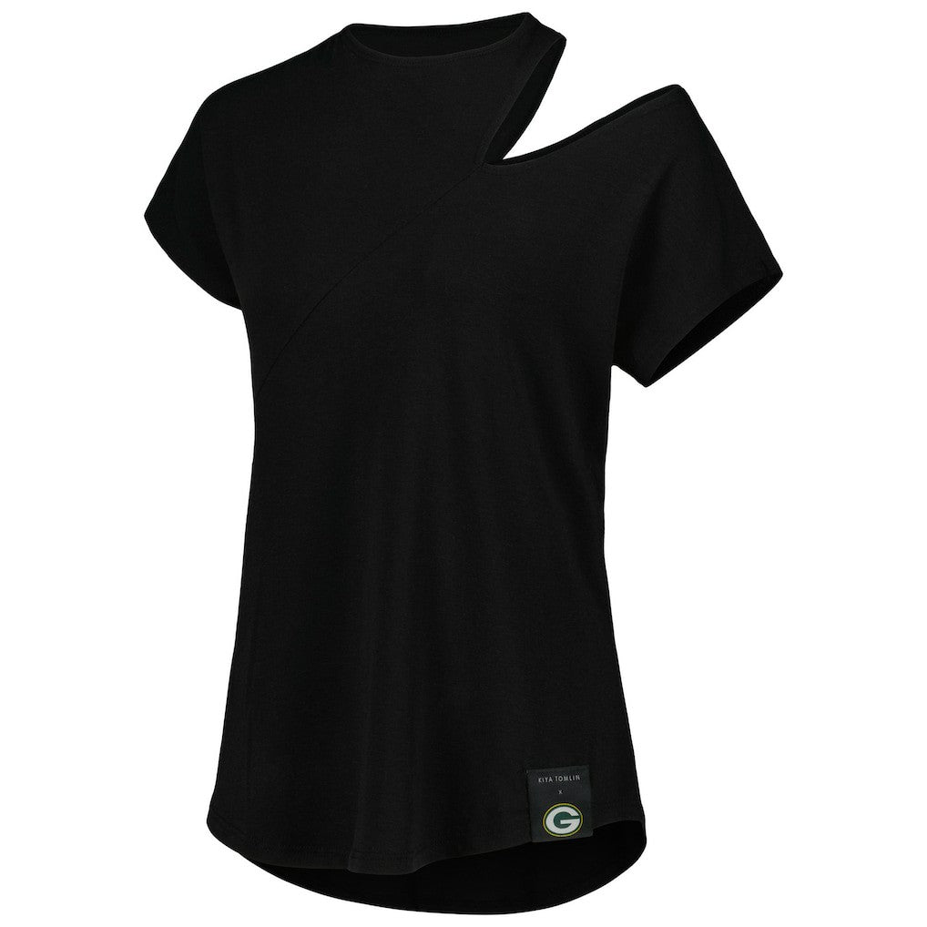 Green Bay Packers KIYA TOMLIN Women's Cut Out Tri-Blend Shirt Black | NFL