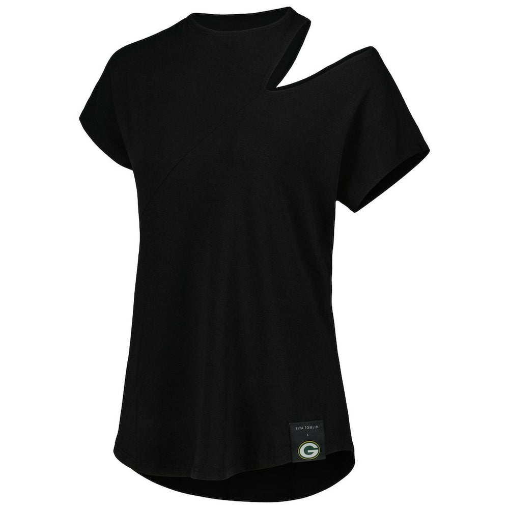 Green Bay Packers KIYA TOMLIN Women's Cut Out Tri-Blend Shirt Black | NFL