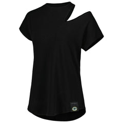 Green Bay Packers KIYA TOMLIN Women's Cut Out Tri-Blend Shirt Black | NFL