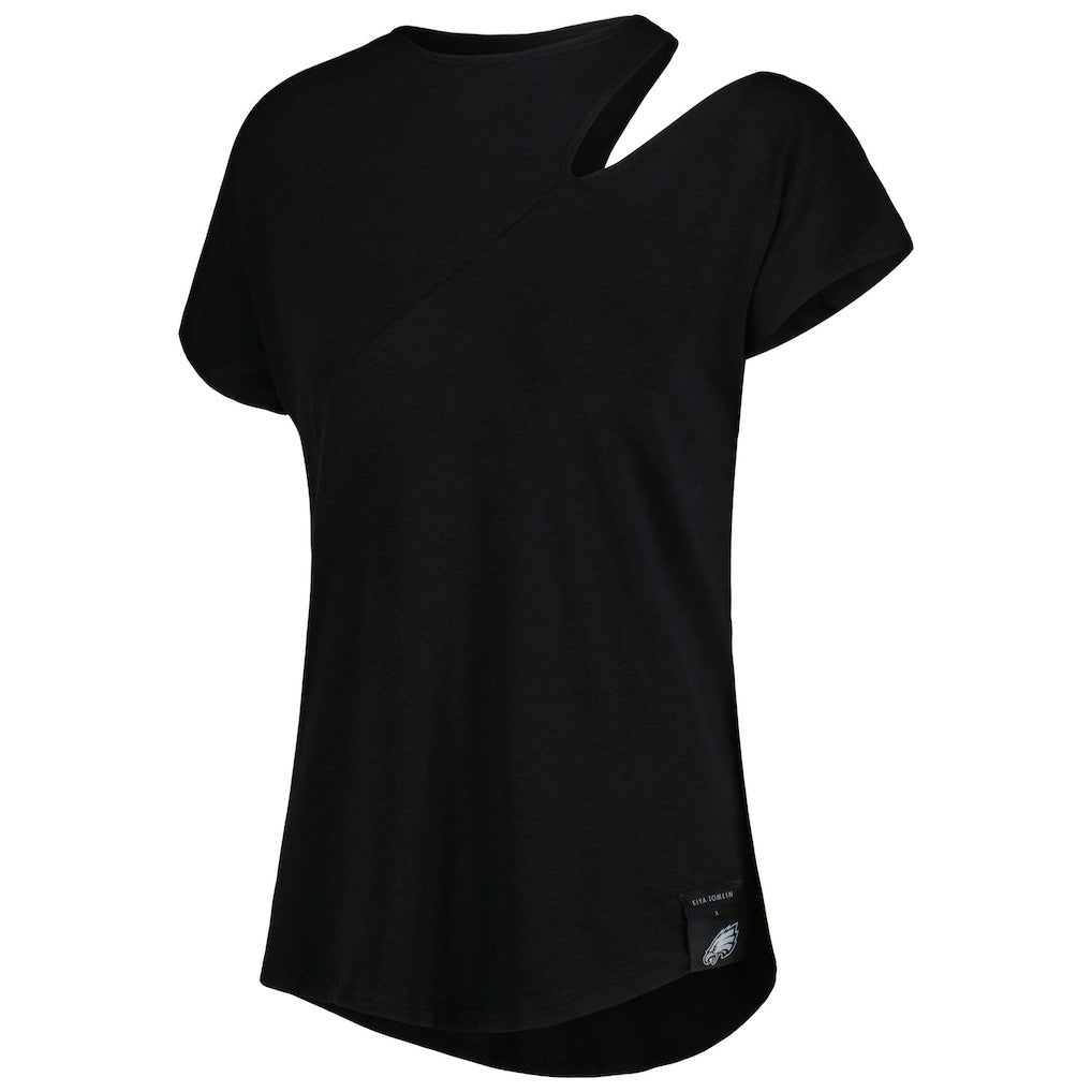 Philadelphia Eagles KIYA TOMLIN Women's Cut Out Tri-Blend Shirt Black | NFL