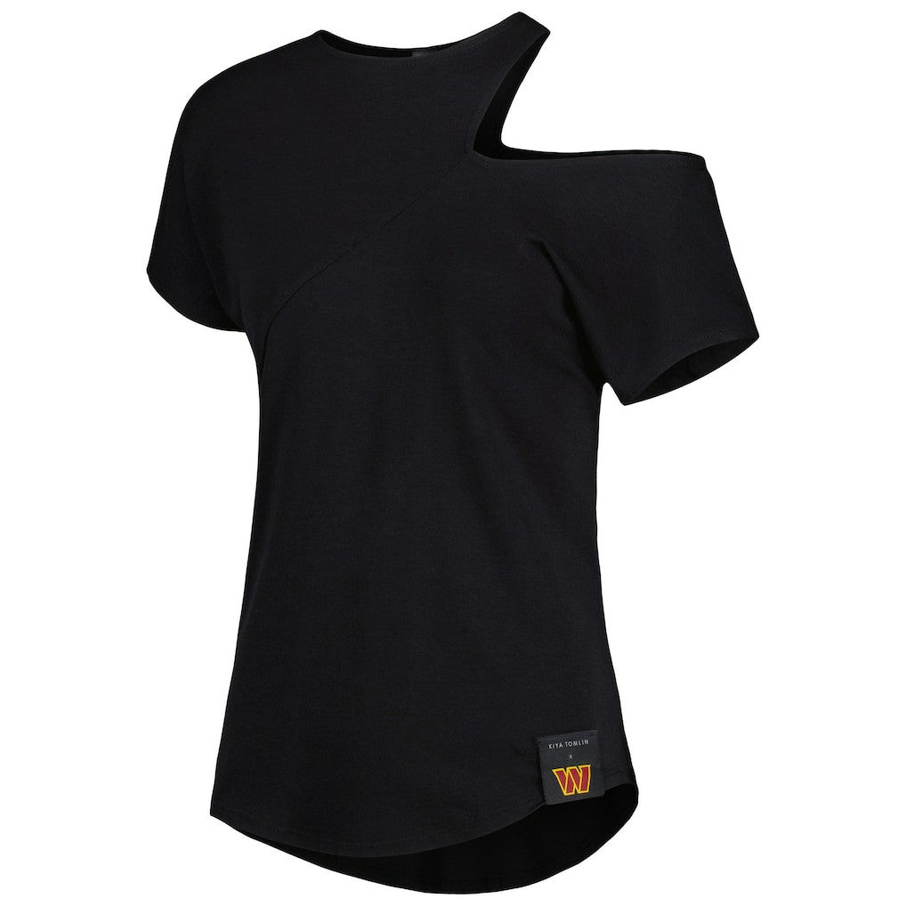 Washington Commanders KIYA TOMLIN Women's Cut Out Tri-Blend Shirt Black | NFL
