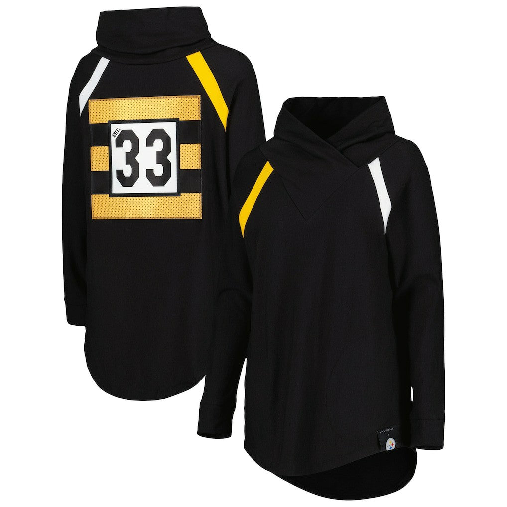 Pittsburgh Steelers KIYA TOMLIN Women's Tri-Blend Raglan Pullover Sweatshirt Black | NFL