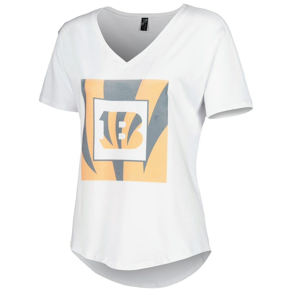Cincinnati Bengals KIYA TOMLIN Women's V-Neck T-Shirt White | NFL