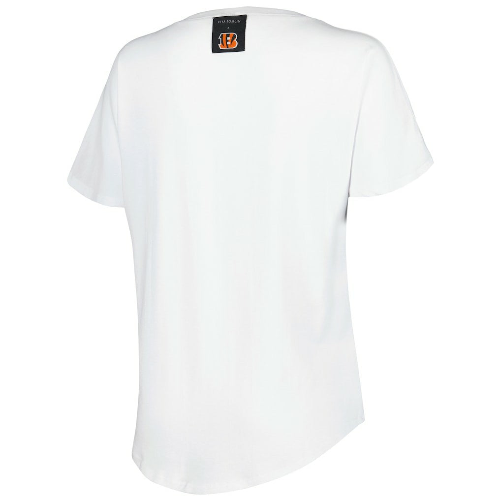 Cincinnati Bengals KIYA TOMLIN Women's V-Neck T-Shirt White | NFL