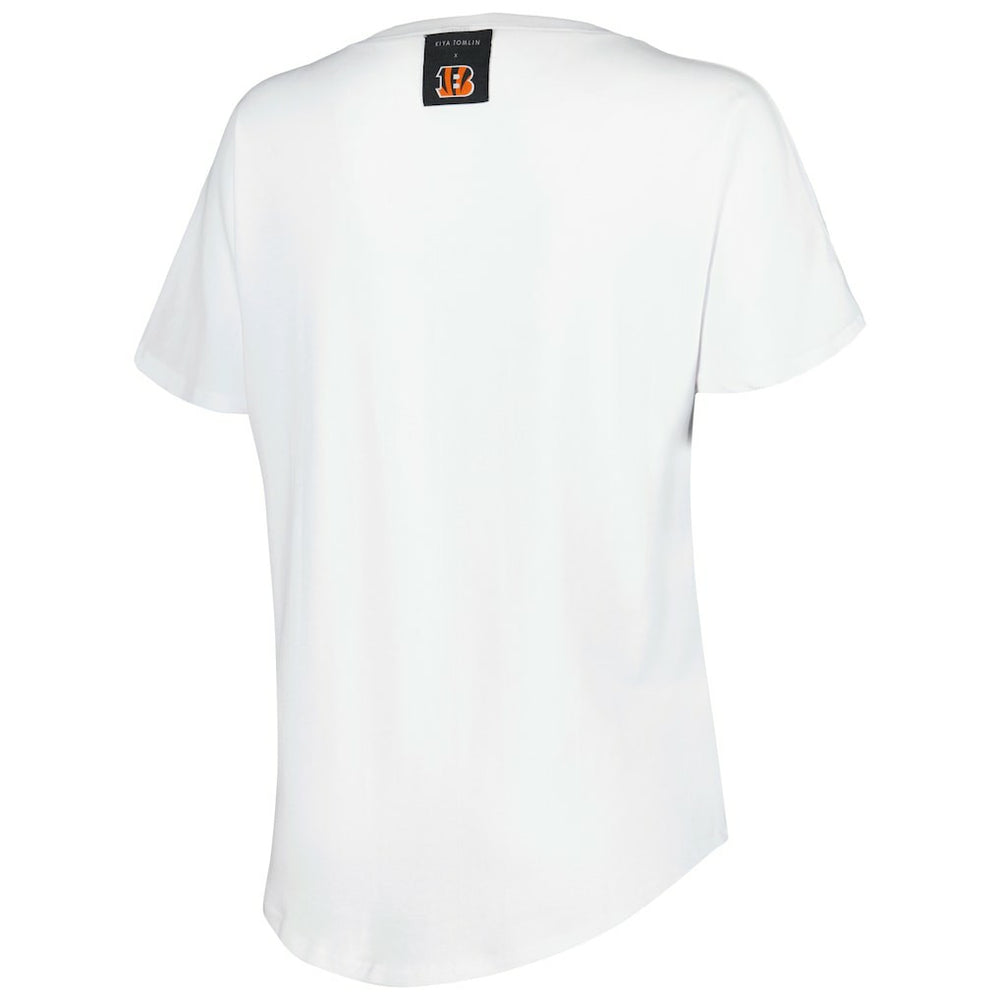 Cincinnati Bengals KIYA TOMLIN Women's V-Neck T-Shirt White | NFL