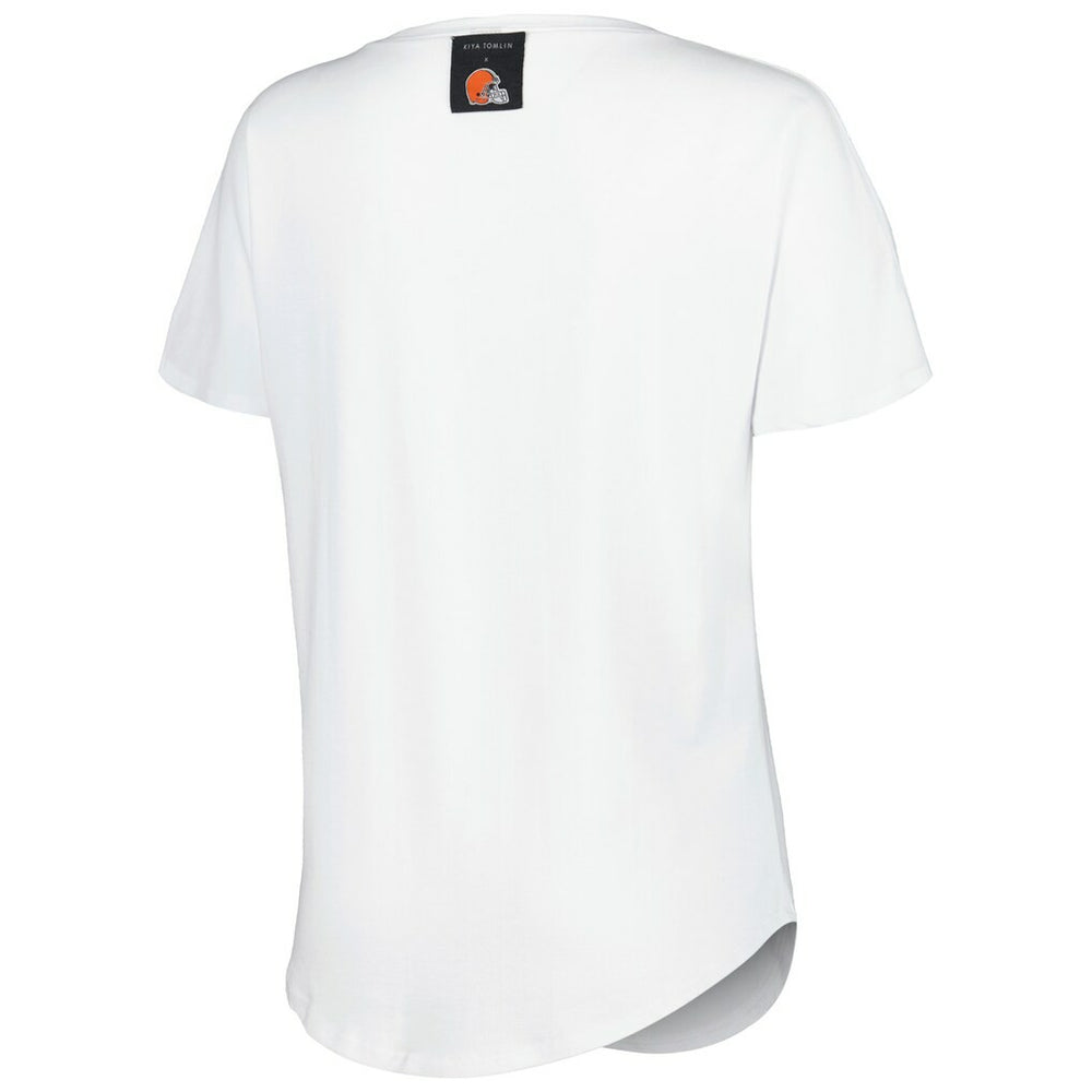 Cleveland Browns KIYA TOMLIN Women's Tri-Blend V-Neck T-Shirt White | NFL