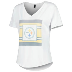 Pittsburgh Steelers KIYA TOMLIN Women's Tri-Blend V-Neck T-Shirt White | NFL