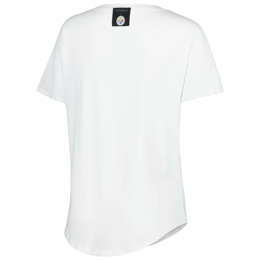 Pittsburgh Steelers KIYA TOMLIN Women's Tri-Blend V-Neck T-Shirt White | NFL