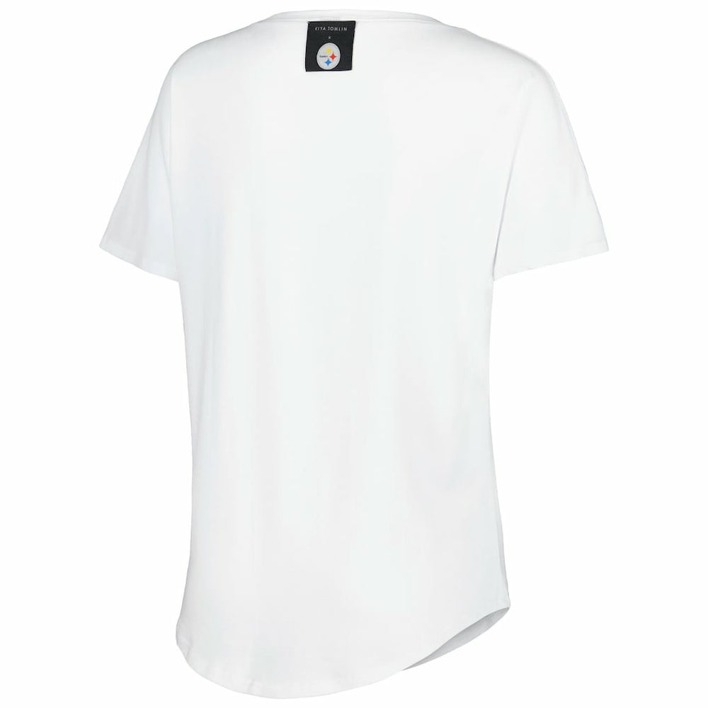 Pittsburgh Steelers KIYA TOMLIN Women's Tri-Blend V-Neck T-Shirt White | NFL