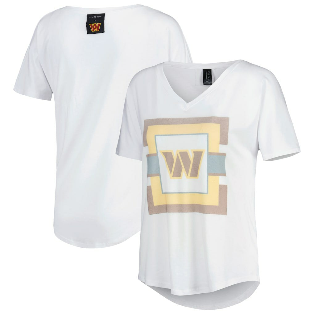 Washington Commanders KIYA TOMLIN Women's V-Neck T-Shirt White | NFL