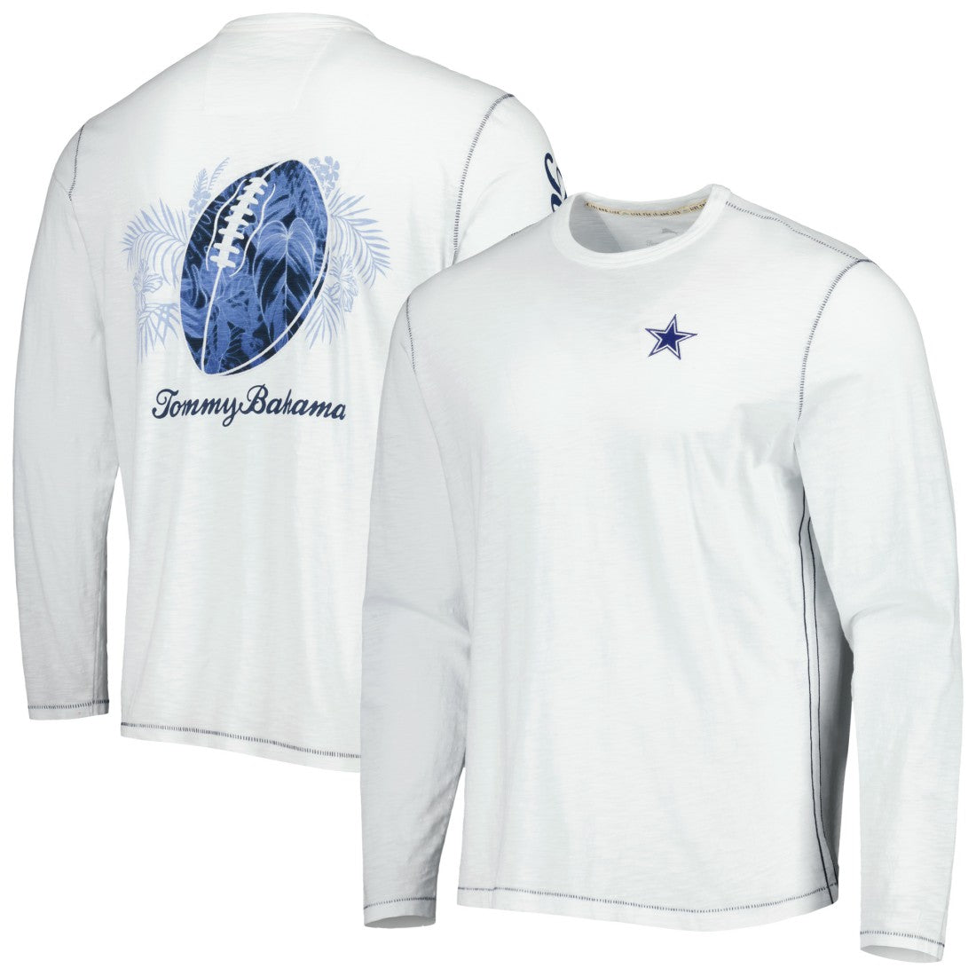 Dallas Cowboys Laces Out Billboard Long Sleeve T-Shirt White | Tommy Bahama