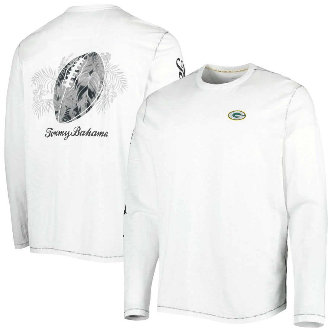 Green Bay Packers Laces Out Billboard Long Sleeve T-Shirt White | Tommy Bahama