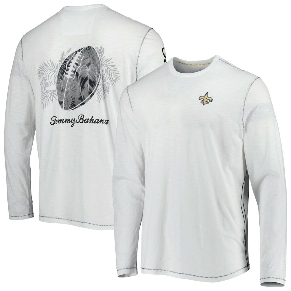 New Orleans Saints Laces Out Billboard Long Sleeve T-Shirt White | Tommy Bahama