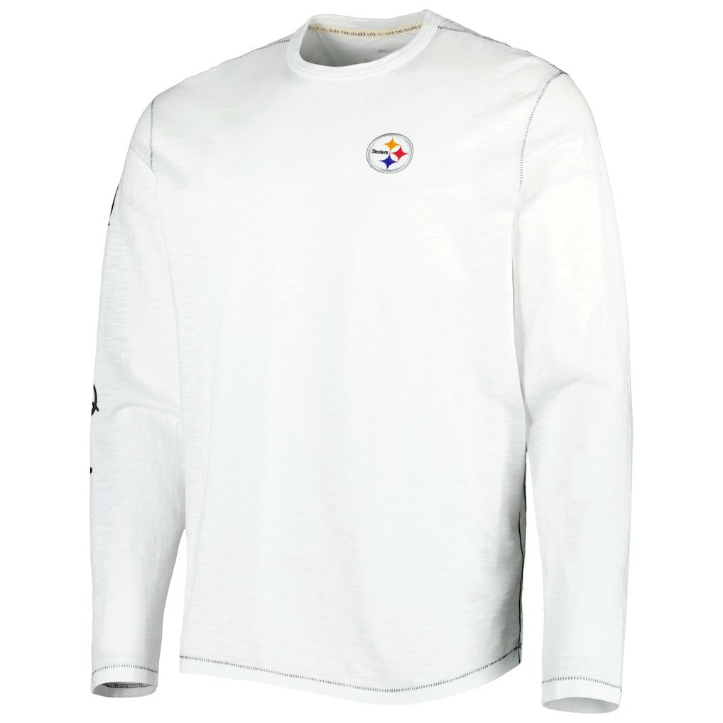 Pittsburgh Steelers Laces Out Billboard Long Sleeve T-Shirt White | Tommy Bahama