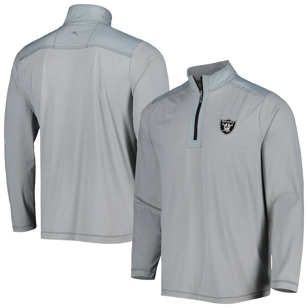 Las Vegas Raiders On Deck IslandZone Half-Zip Jacket Gray | Tommy Bahama