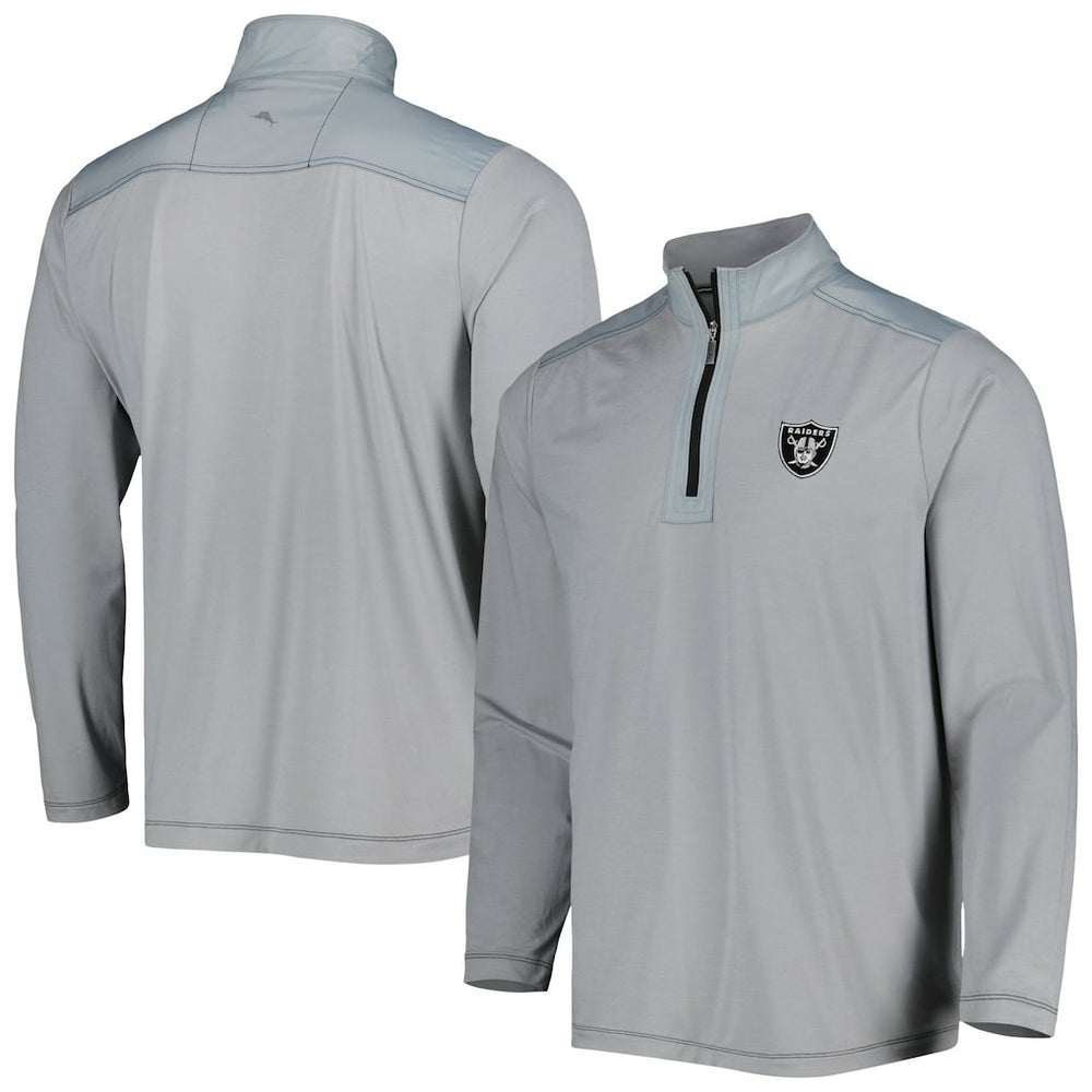 Las Vegas Raiders On Deck IslandZone Half-Zip Jacket Gray | Tommy Bahama