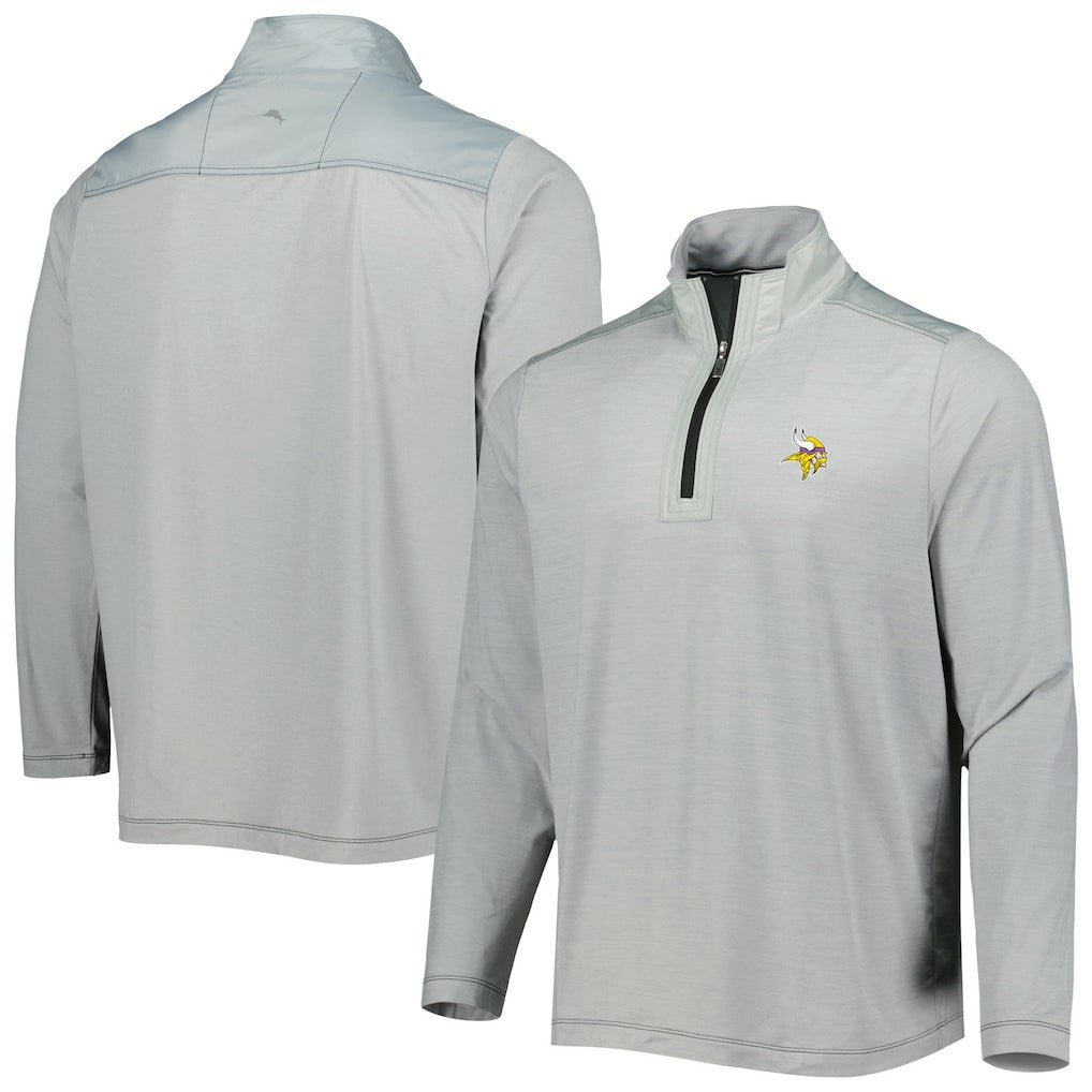 Minnesota Vikings On Deck IslandZone Half-Zip Jacket Gray | Tommy Bahama