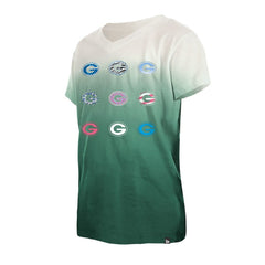 Green Bay Packers New Era Youth Multi Logo Ombre V-Neck T-Shirt Green | NFL