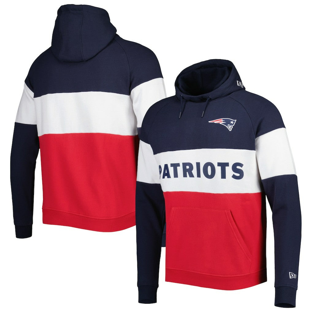 New England Patriots New Era Colorblock Current Pullover Hoodie Red | NFL
