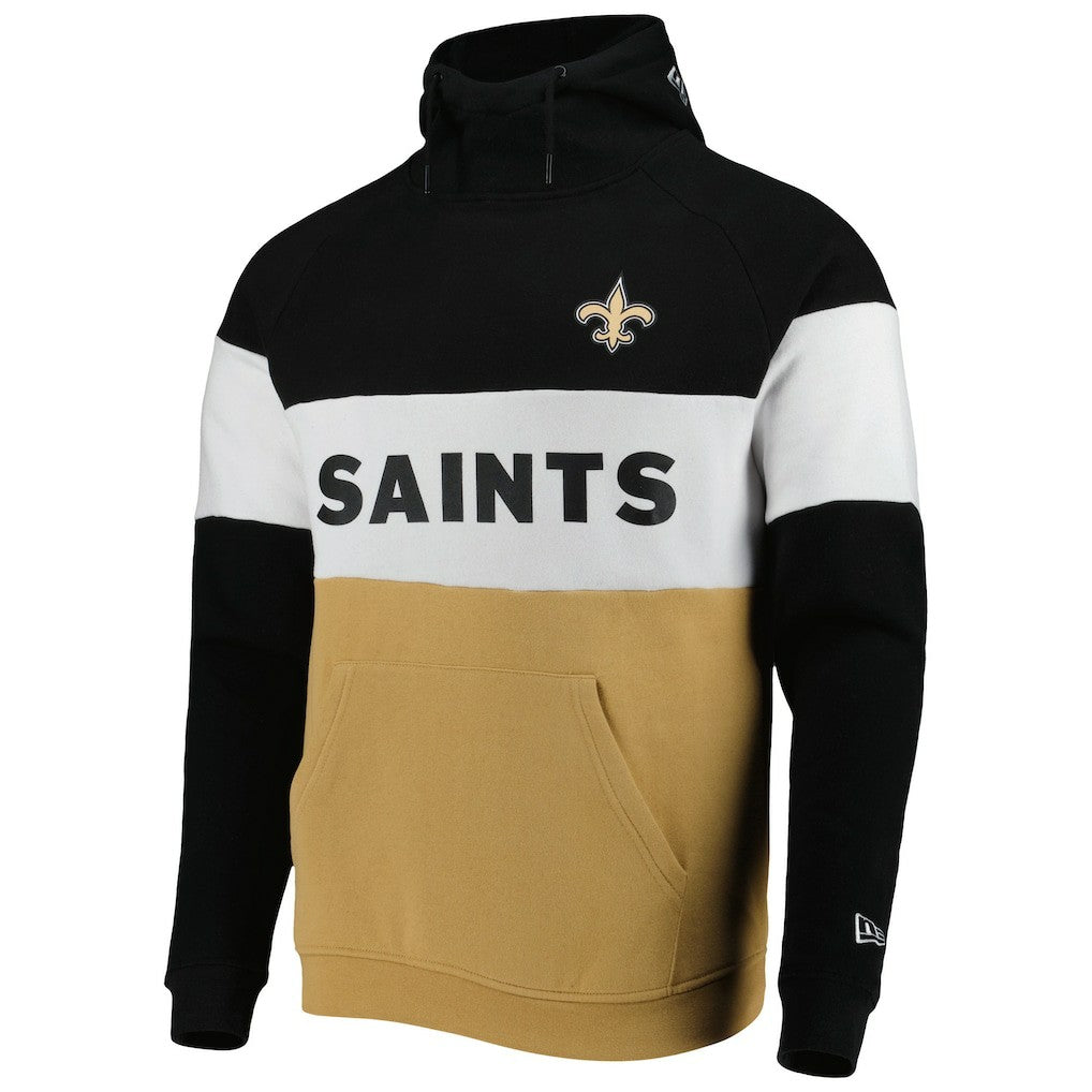 New Orleans Saints New Era Colorblock Current Pullover Hoodie Gold/Black | NFL