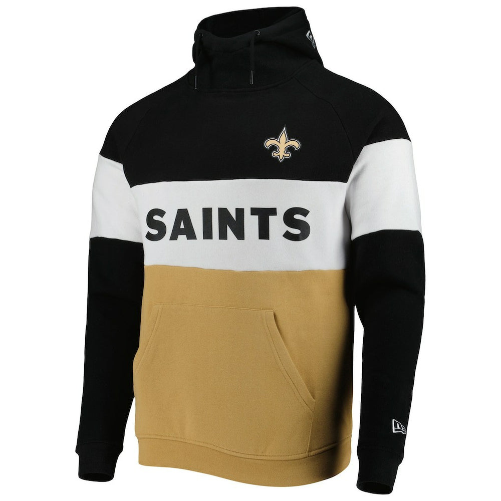 New Orleans Saints New Era Colorblock Current Pullover Hoodie Gold/Black | NFL