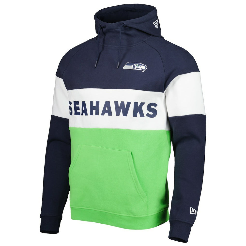 Seattle Seahawks New Era Colorblock Current Pullover Hoodie Neon Green/College Navy | NFL
