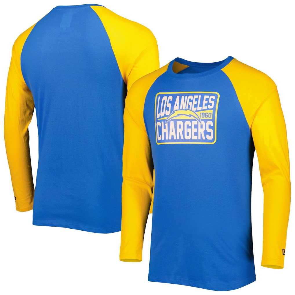 Los Angeles Chargers New Era Current Raglan Long Sleeve T-Shirt Powder Blue | NFL