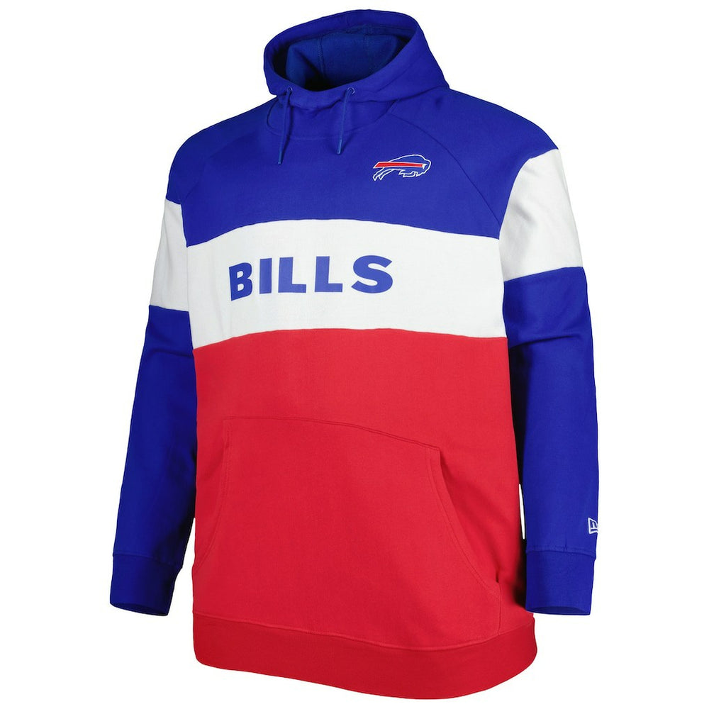 Buffalo Bills New Era Big & Tall Current Team Colorblock Fleece Raglan Pullover Hoodie Royal/Red | NFL