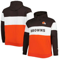 Cleveland Browns New Era Big & Tall Current Team Colorblock Fleece Raglan Pullover Hoodie Brown/Orange | NFL