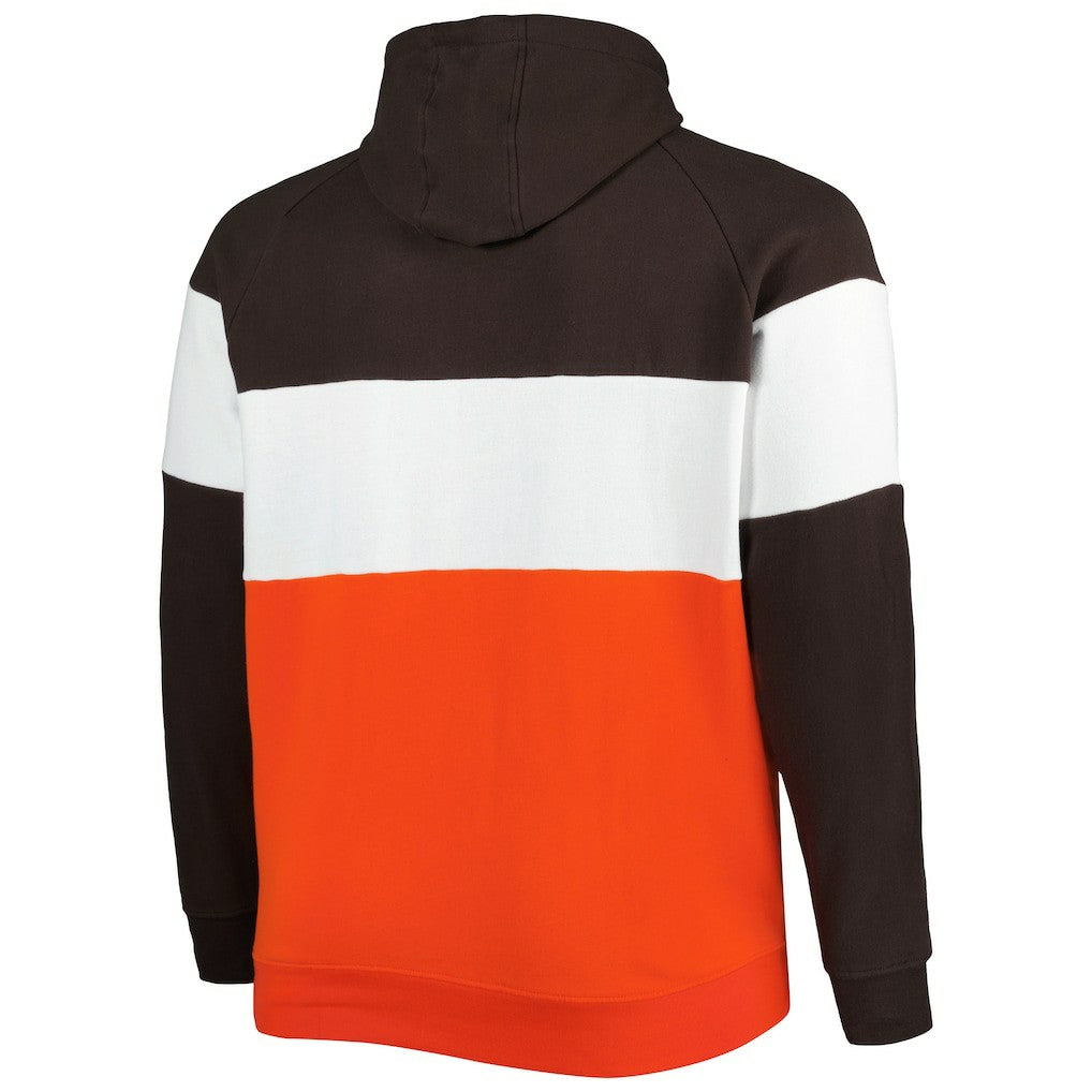 Cleveland Browns New Era Big & Tall Current Team Colorblock Fleece Raglan Pullover Hoodie Brown/Orange | NFL