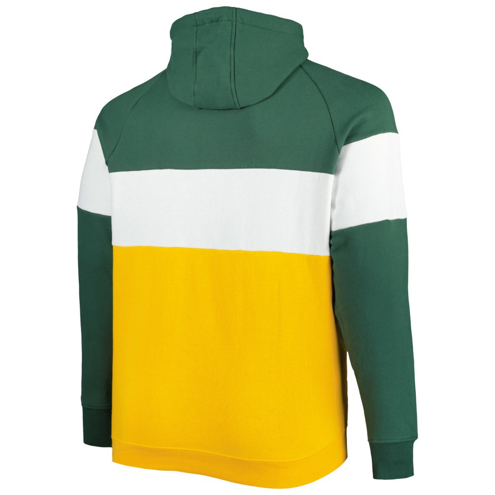 Green Bay Packers New Era Big & Tall Current Team Colorblock Fleece Raglan Pullover Hoodie Green/Gold | NFL