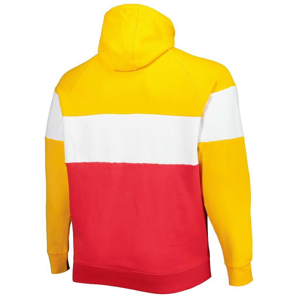Kansas City Chiefs New Era Big & Tall Current Team Colorblock Fleece Raglan Pullover Hoodie Gold/Red | NFL