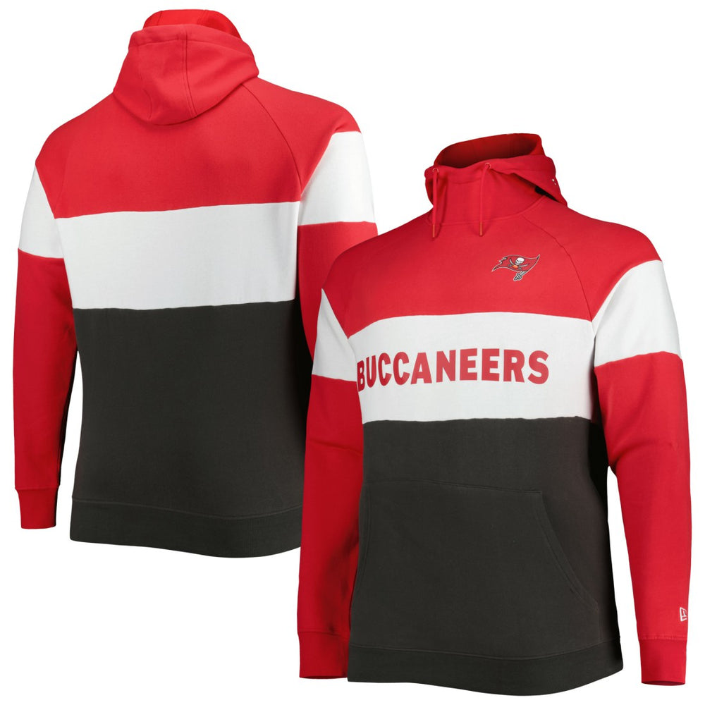 Tampa Bay Buccaneers New Era Big & Tall Current Team Colorblock Fleece Raglan Pullover Hoodie Red/Pewter | NFL