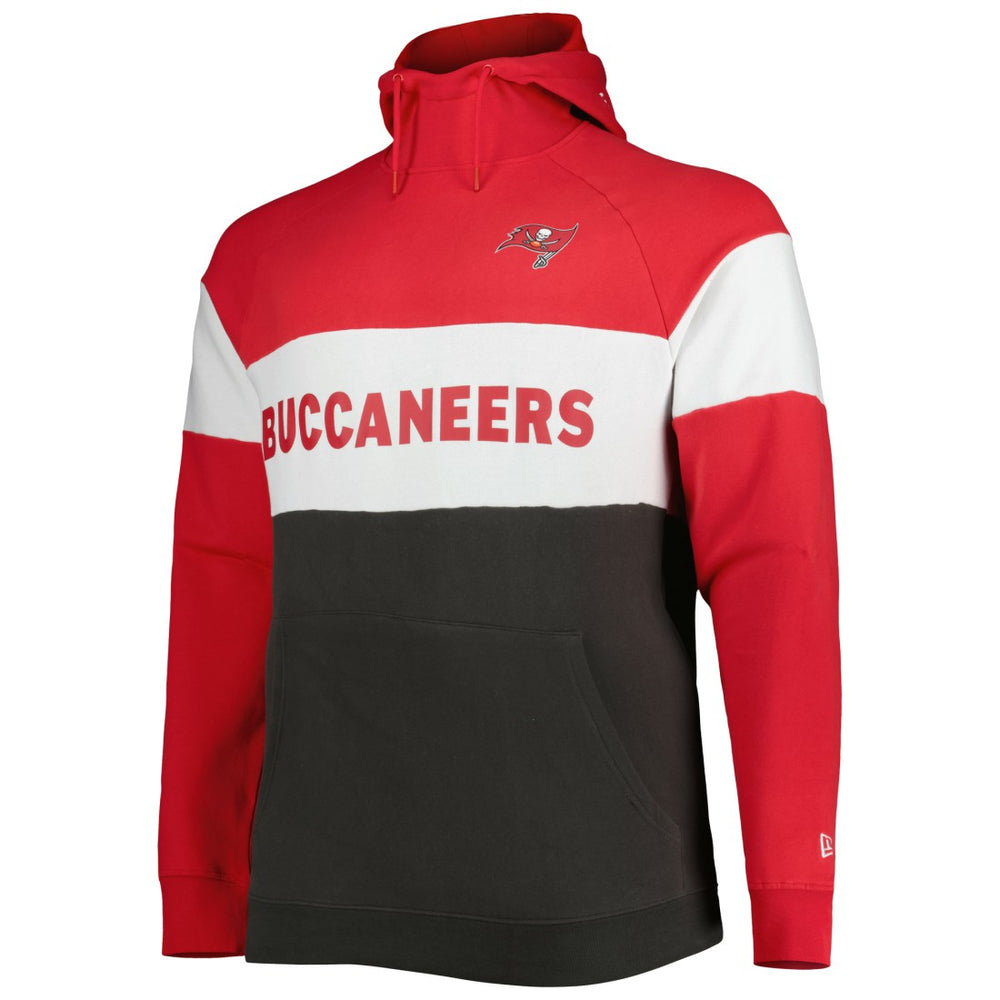 Tampa Bay Buccaneers New Era Big & Tall Current Team Colorblock Fleece Raglan Pullover Hoodie Red/Pewter | NFL