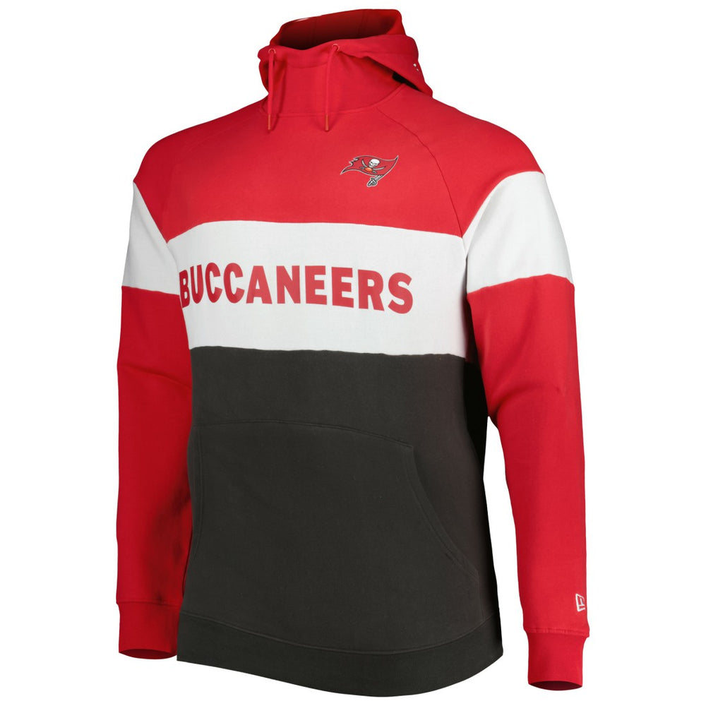 Tampa Bay Buccaneers New Era Big & Tall Current Colorblock Raglan Fleece Pullover Hoodie Heather Charcoal/Black | NFL