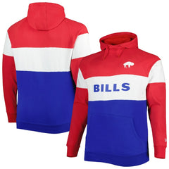 Buffalo Bills New Era Big & Tall Throwback Colorblock Fleece Raglan Pullover Hoodie Red/Royal | NFL