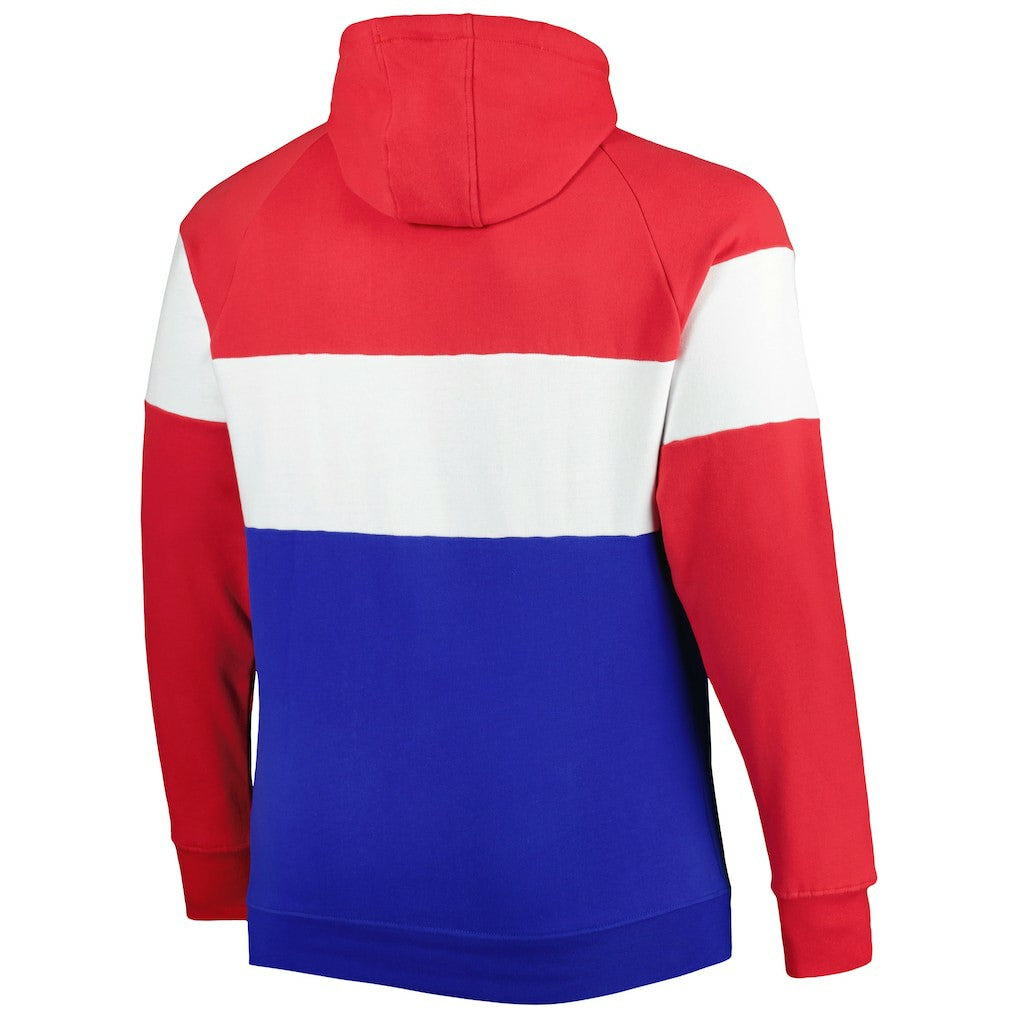 Buffalo Bills New Era Big & Tall Throwback Colorblock Fleece Raglan Pullover Hoodie Red/Royal | NFL