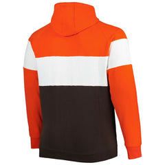 Cleveland Browns New Era Big & Tall Throwback Colorblock Fleece Raglan Pullover Hoodie Orange/Brown | NFL