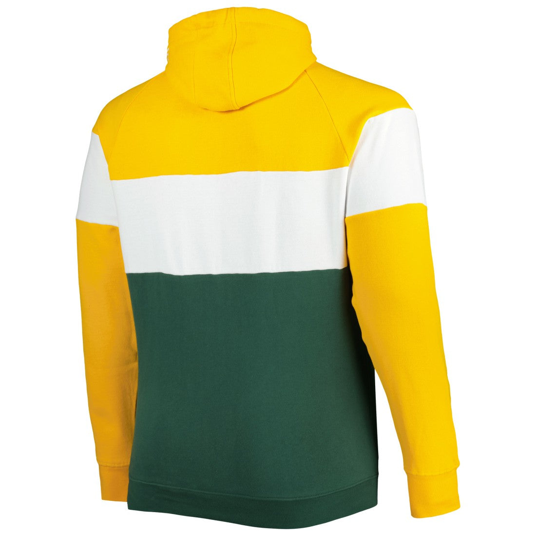Green Bay Packers New Era Big & Tall Throwback Colorblock Fleece Raglan Pullover Hoodie Gold/Green | NFL