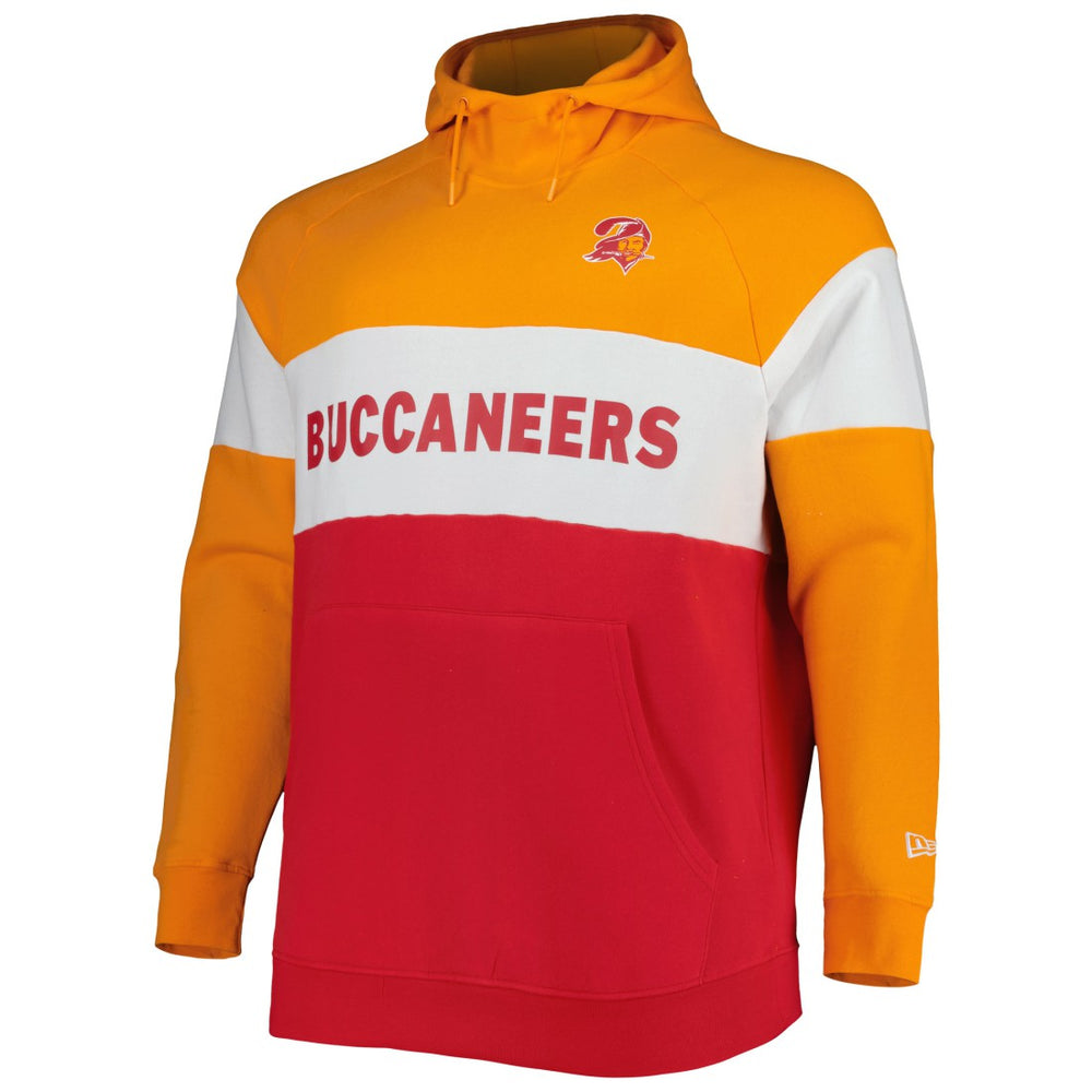 Tampa Bay Buccaneers New Era Big & Tall Throwback Colorblock Fleece Raglan Pullover Hoodie Orange/Red | NFL