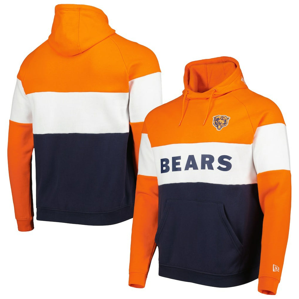 Chicago Bears New Era Colorblock Throwback Pullover Hoodie Navy/Orange | NFL