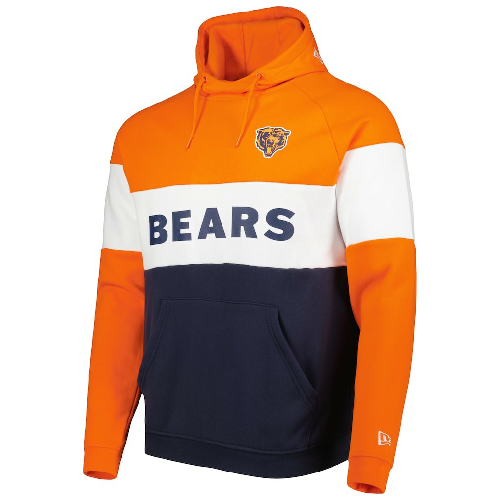 Chicago Bears New Era Colorblock Throwback Pullover Hoodie Navy/Orange | NFL