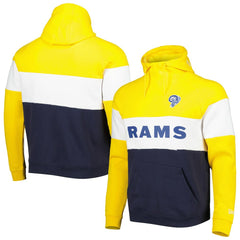 Los Angeles Rams New Era Colorblock Throwback Pullover Hoodie Navy/Gold | NFL